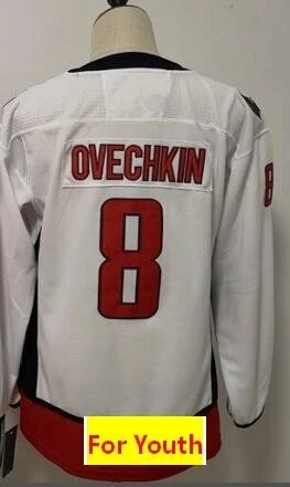 Все Прошитые Молодежные Детские трикотажные изделия TJ Oshie ALEKSANDER Ovechkin Tom Braden Holtby Nicklas Backstrom Evgeny Kuznetsov - Цвет: Черный