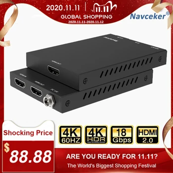 

2020 4K 60Hz HDMI 2.0 Extender 50m Support 18Gbps & Loop Out HDMI Extender with IR 4K HDMI to RJ45 Extender Transmitter Receiver