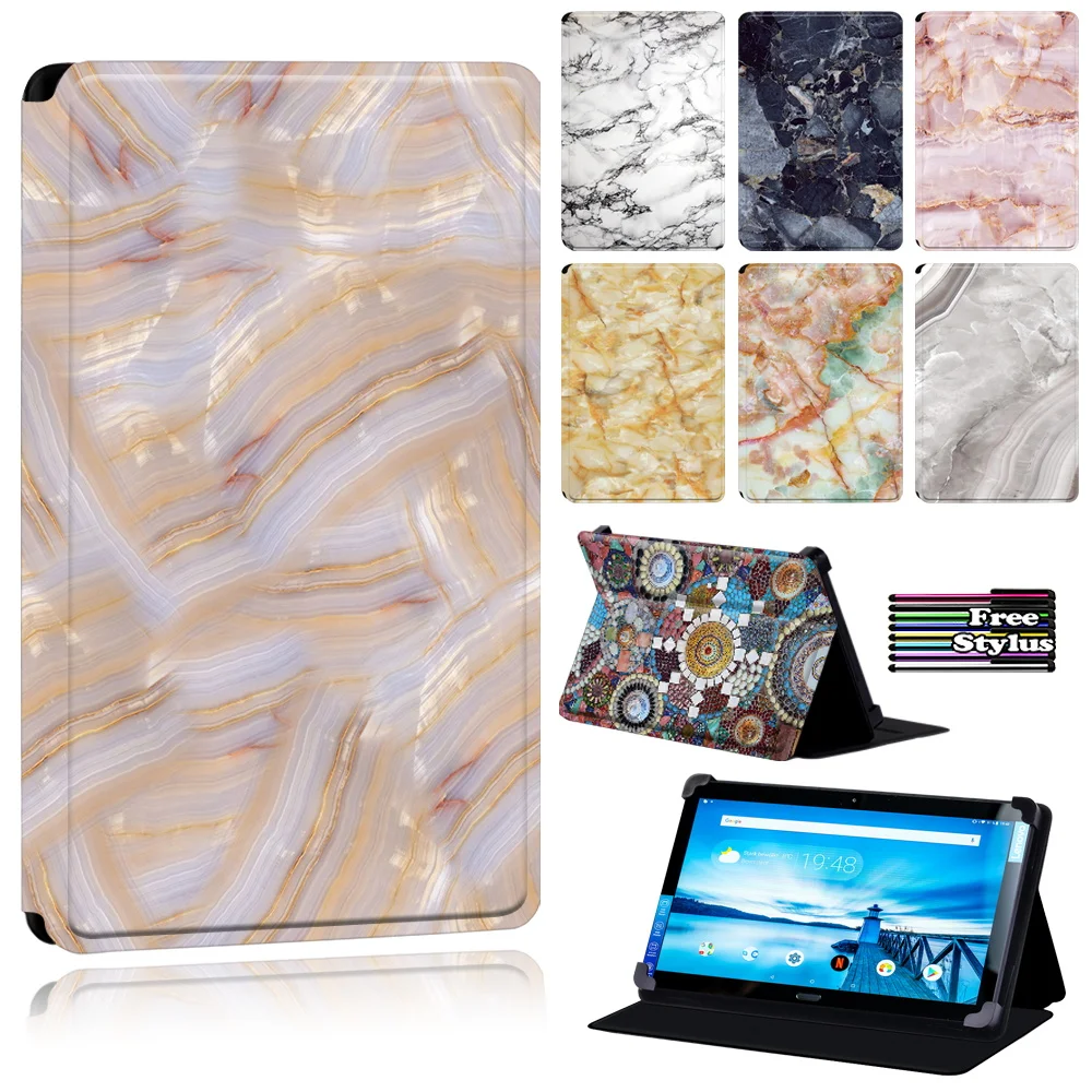 

Tablet Case for Lenovo Tab P10/Smart Tab P10 10.1 Inch - Anti-Dust Marble Pattern Soft Leather Tablet Cover Case + Free Stylus
