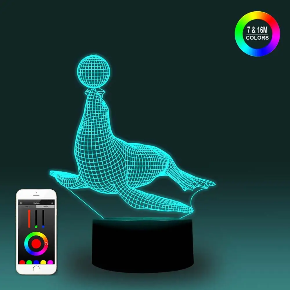 NiteApps 3D печать играть мяч светодиодный ночник настольная иллюзия Лампа подарок на день рождения приложение/сенсорное управление
