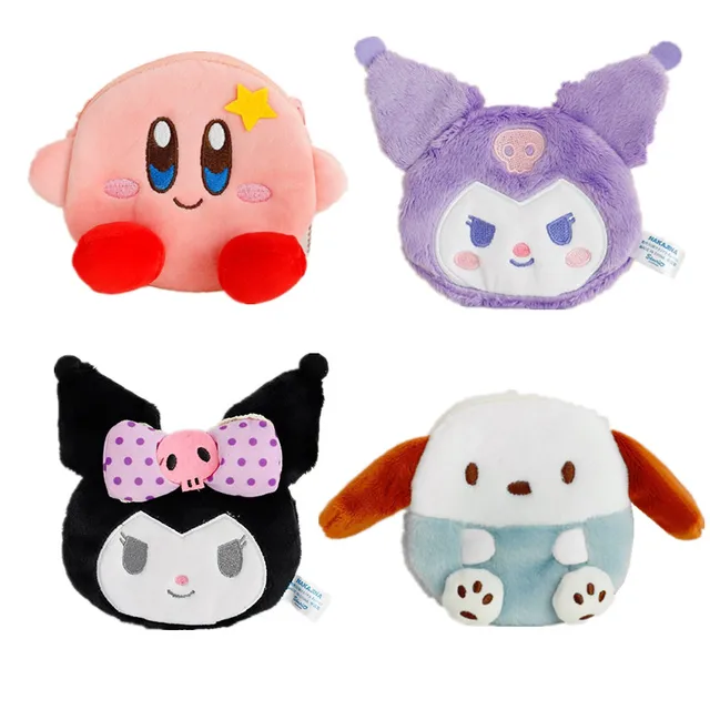 11CM Kawaii Kirby Plush Toy Cartoon Kuromi Star Kirby Pc Dog Coin Purse Earphone Bag Plush Toy for Girls Birthday Gifts 1