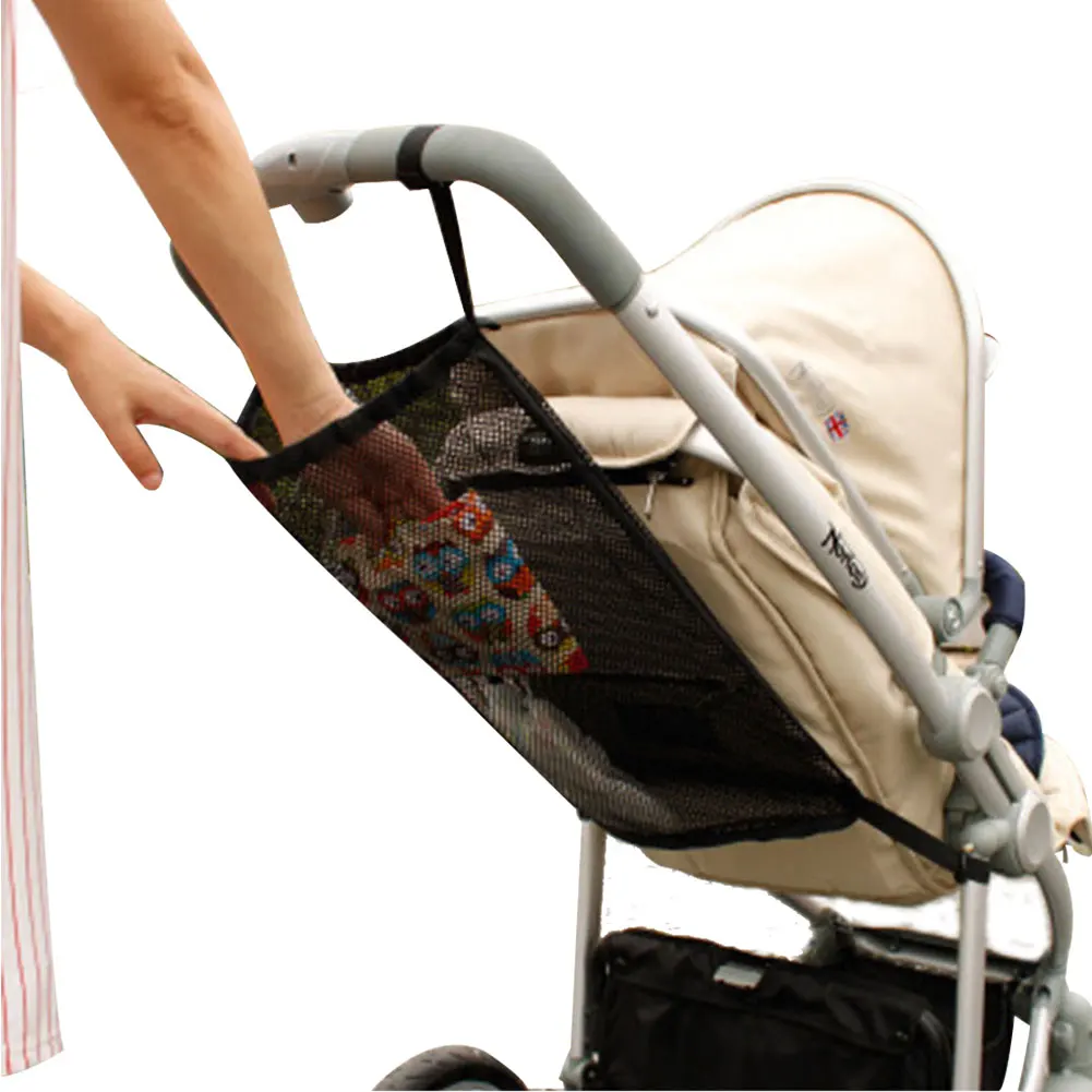 Stroller Storage Bag Baby Stroller Net Pocket Infant Stroller Mesh Bottle Diaper Storage Organizer Bag Holder Large Size Hanging Accessories