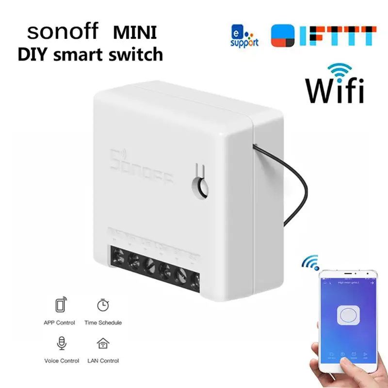 Мини умный переключатель DIY маленькое Двухканальное ДУ управление wifi переключатель Управление по Ewelink приложение работает с Alexa Google Home