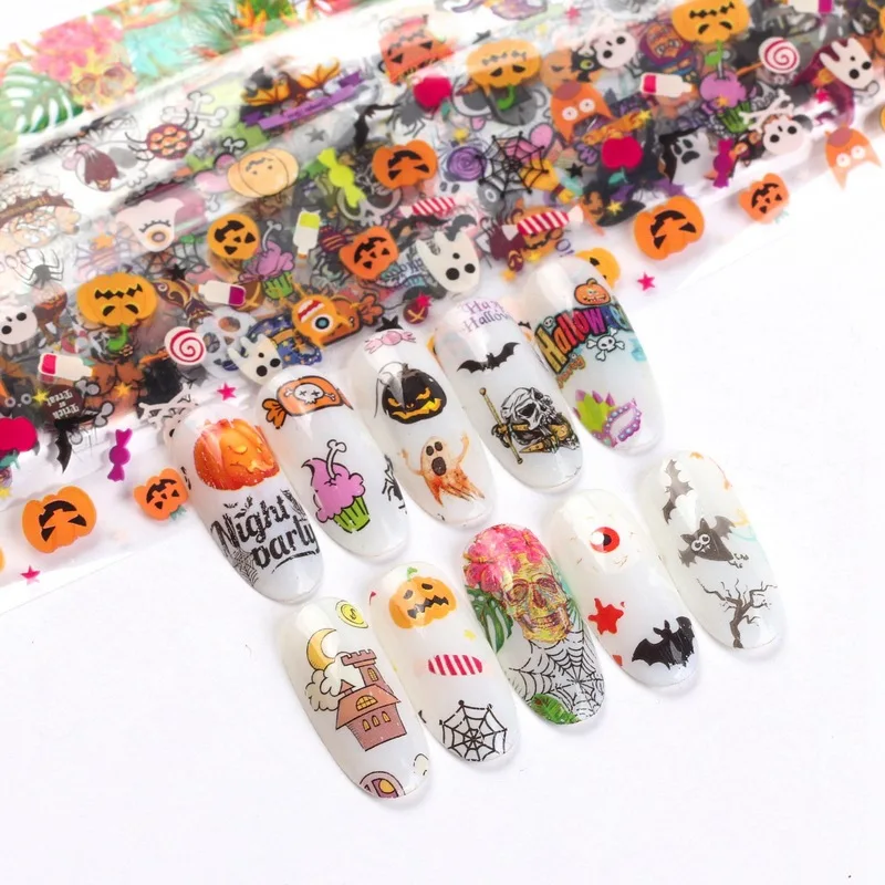 10pcs Christmas Decorations for Nails Mix Colorful Transfer Nail Foil Sticker Snow Flower Elk Gift Santa Adhesive Paper YXL287