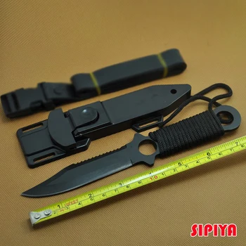 

High Quality Stainless Steel Survival Knife Fixed Blade Knife Outdoor Self-defense Diving Kinfe Hunting Knives + Plastic Sheath