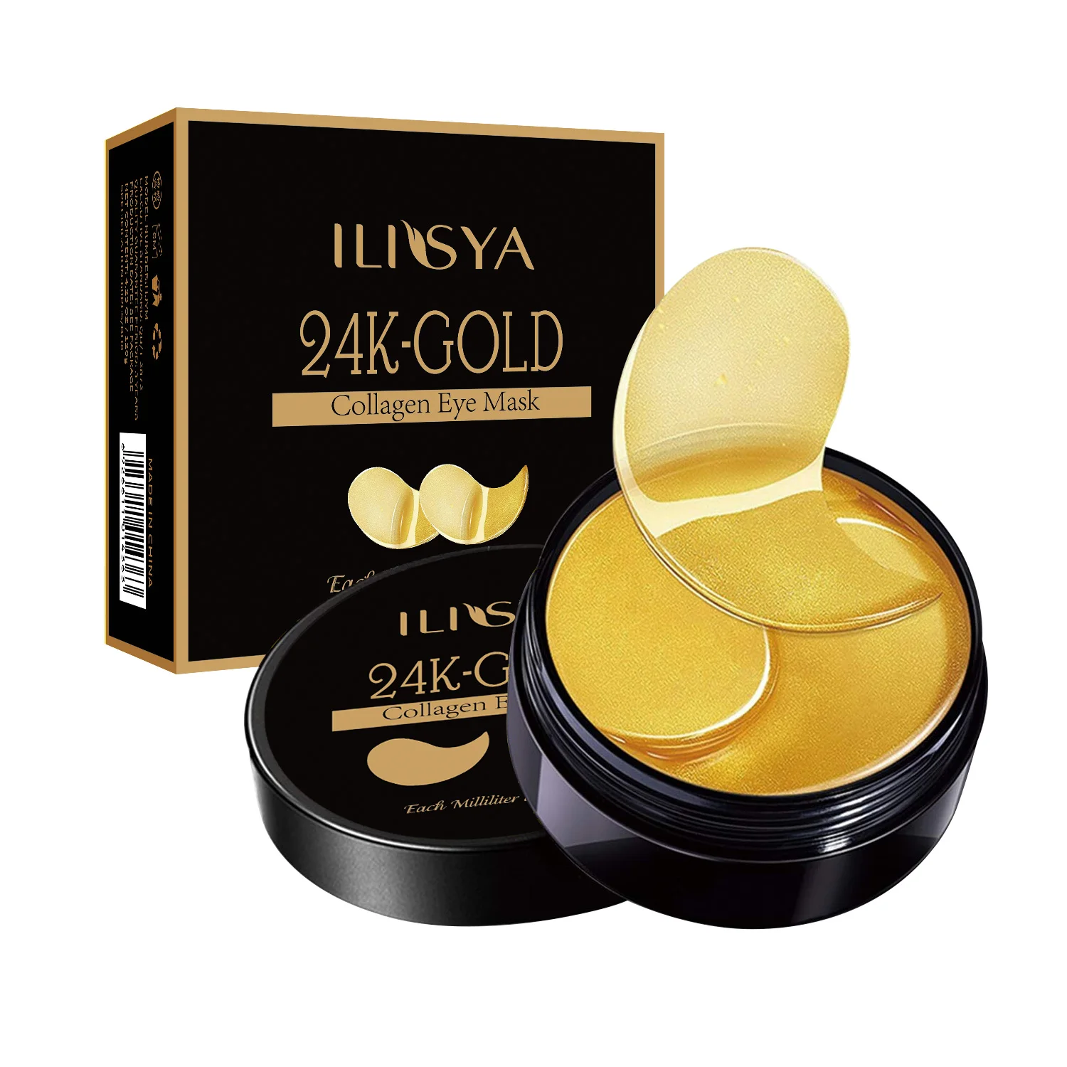 Ilisya 60pcs-Gold Collagen Eye Mask Seaweed Green Algae Eye Patches for Dark Circle Hydrating Pad Anti-Wrinkles Nourishing eye patch