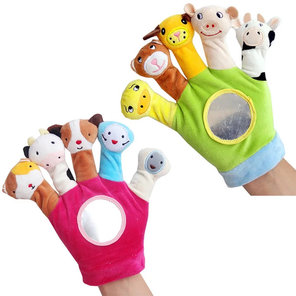 Cartoon Animal Finger Puppet Glove Baby Plush Toys for Children Animal Finger Puppet Baby Kids Plush 5