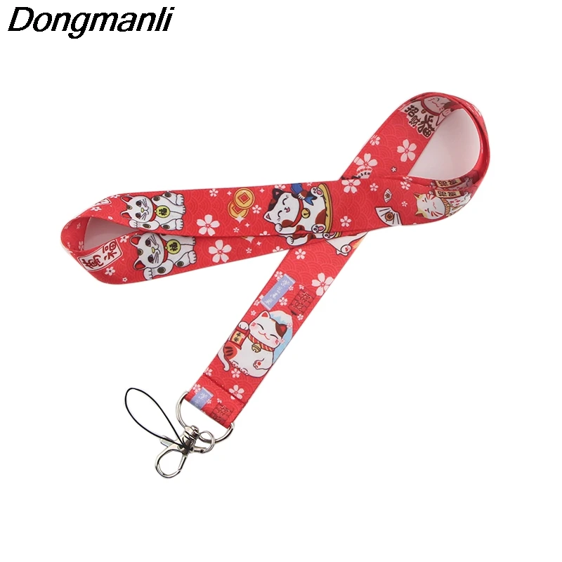 PC208 милый Счастливый Кот Брелок бейдж со шнурком ID Lanyards/Мобильный телефон Веревка/ключ нашейные ремешки Ремешки