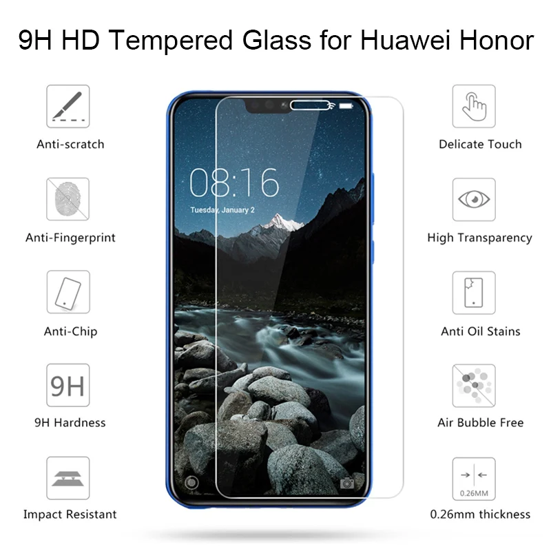 9H HD Toughed Screen Protector for Honor 10 9 Lite Note 8 Tempered Glass Protective on Huawei Play View | Мобильные телефоны и