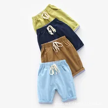 Весенние Новые Стильные шорты в Корейском стиле для мальчиков летние удобные дышащие однотонные шорты детские повседневные штаны