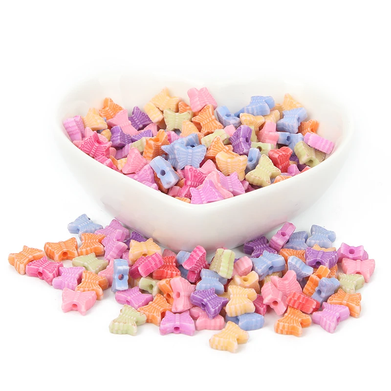 100Pcs Mixed Butterfly Acrylic Beads 8x7mm For Jewellery Marking Loose Spacer Bracelet Necklace Charm Jewelry Finding | Украшения и
