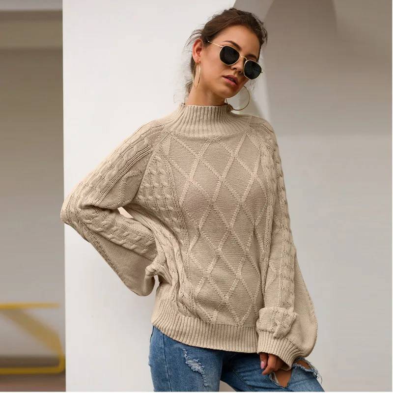 

Knit Sweaters Women Invierno 2019 Casual Turtleneck Long Black Green Fall Woman Sweaters Pullovers