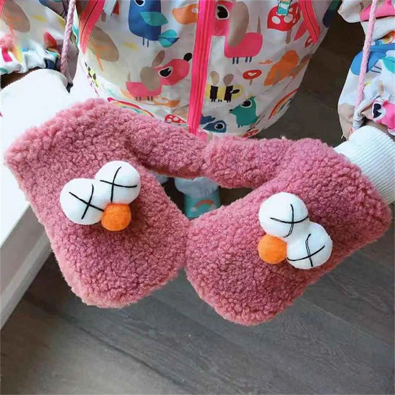 Dilidala Winter Cartoon Children Gloves Cute Big Eyes Small Fresh Students Wild Warm Gloves Warm Glove Mittens For Children - Цвет: X052-6