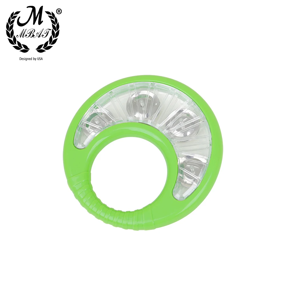 M MBAT Orff Double-Sided Green Tambourine Bell Instruments Flower Drum Circle Children's Musical Toy Gift Percussion Instrument