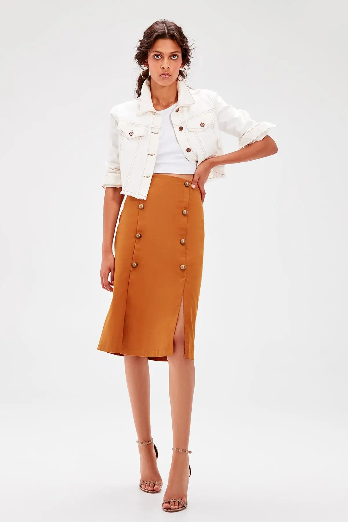 

Trendyol Cinnamon Button Detail Skirt TWOAW20ET0099