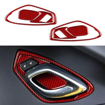 

6pcs Carbon fiber decoration Red Inner Decor Stickers For Chevrolet Camaro 16-20