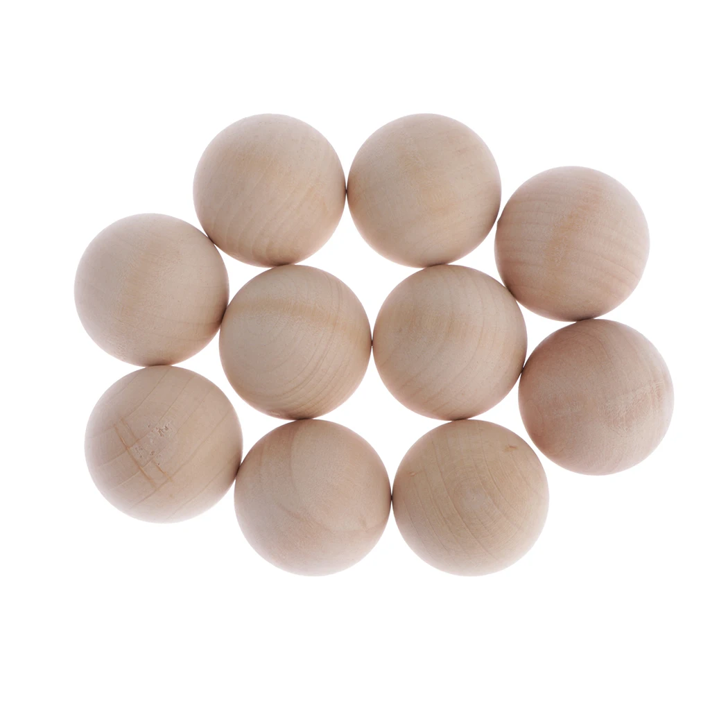 30x Natural Color Unpainted Round Ball Wood Spacer Beads Jewelry Findings Charms -40mm