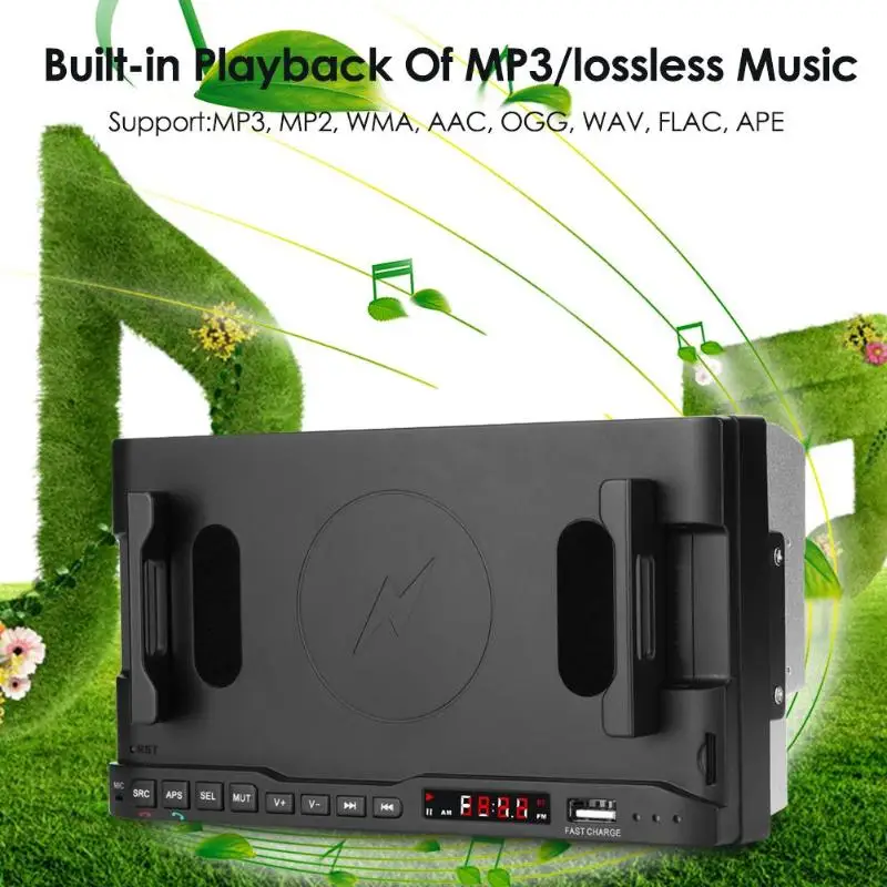 Многофункциональный Автомобильный mp3 плеер 15 Вт быстрая зарядка беспроводное зарядное устройство для iPhone samsung Bluetooth без потерь Музыкальный плеер держатель телефона
