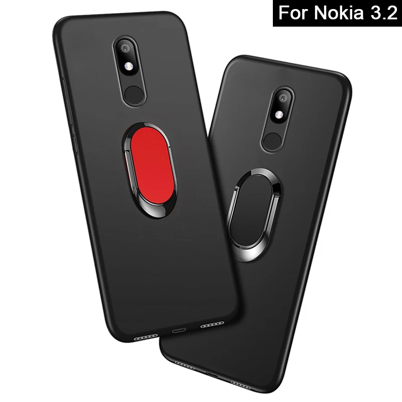 Nokia3.2 чехол для Nokia 3,2 чехол Роскошный 6,26 дюймов мягкий черный силиконовый металлический палец кольцо Funda для Nokia 3,2 телефонные чехлы