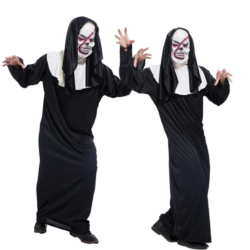 

Halloween Cosplay Clothing Grim Reaper Death Costume Party with Screepy Silicone Mask TY53