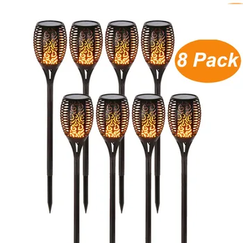 

8pcs Solar 33 LEDs Lawn Dancing flame Torch Lights led Flicker lamp landscape camps decor Flickering bulb dancing party lighting