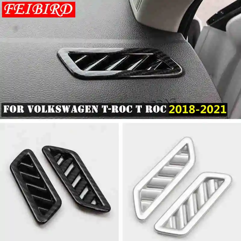Auto Accessory For Volkswagen T-Roc T Roc 2018 - 2021 Side Air Conditioning AC Outlet Vent Frame Cover Trim MATTE CARBON FIBER | Автомобили