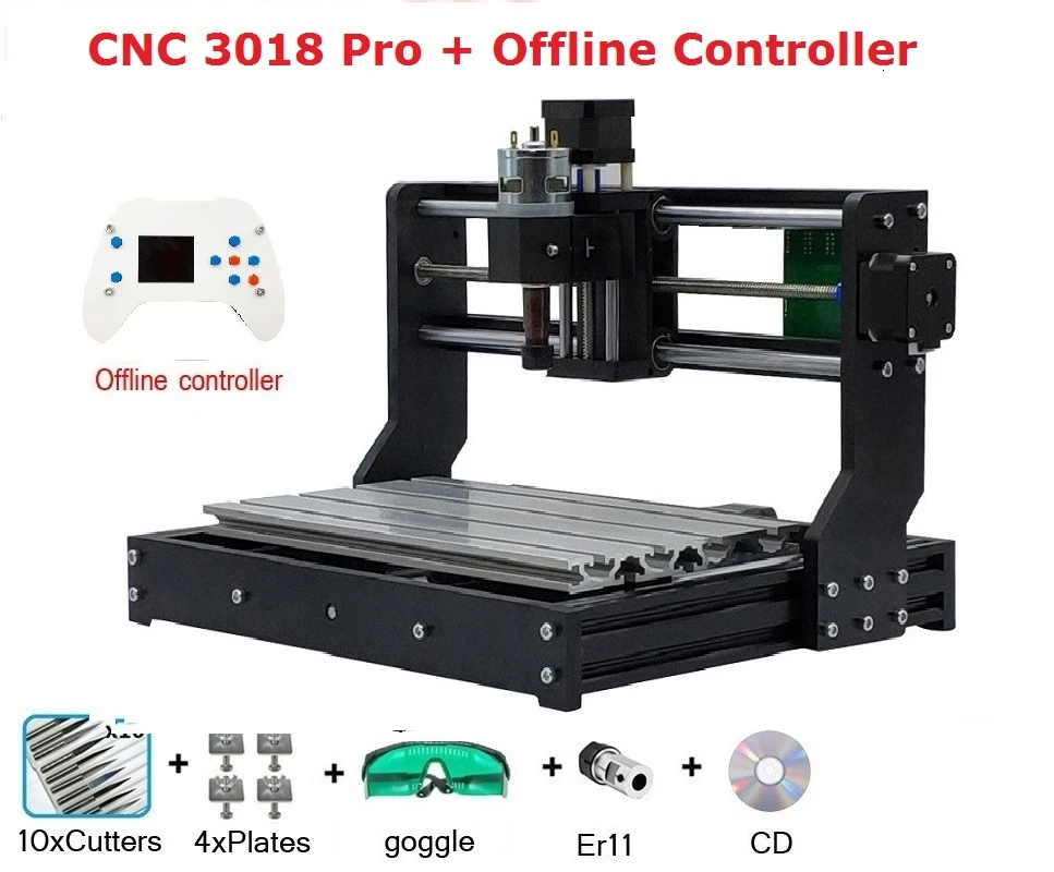 CNC 3018 PRO лазерный гравер древесины ЧПУ маршрутизатор машина GRBL ER11 Хобби DIY гравировальный станок для дерева PCB ПВХ Мини CNC3018 гравер - Цвет: Add Offline Control