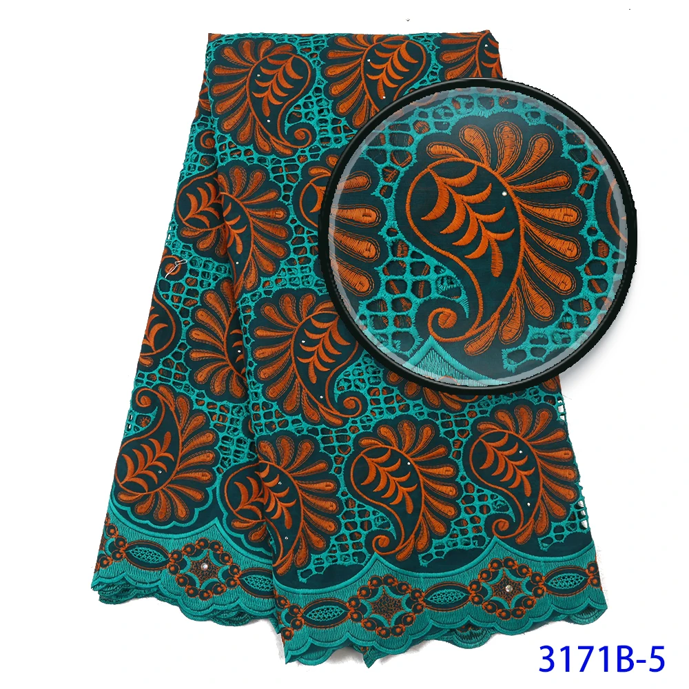 2019 Swiss Voile Lace In Switzerland High Quality African 100%Cotton Lace Fabric With Stone Nigerian Every Dress Party QF3171B-2