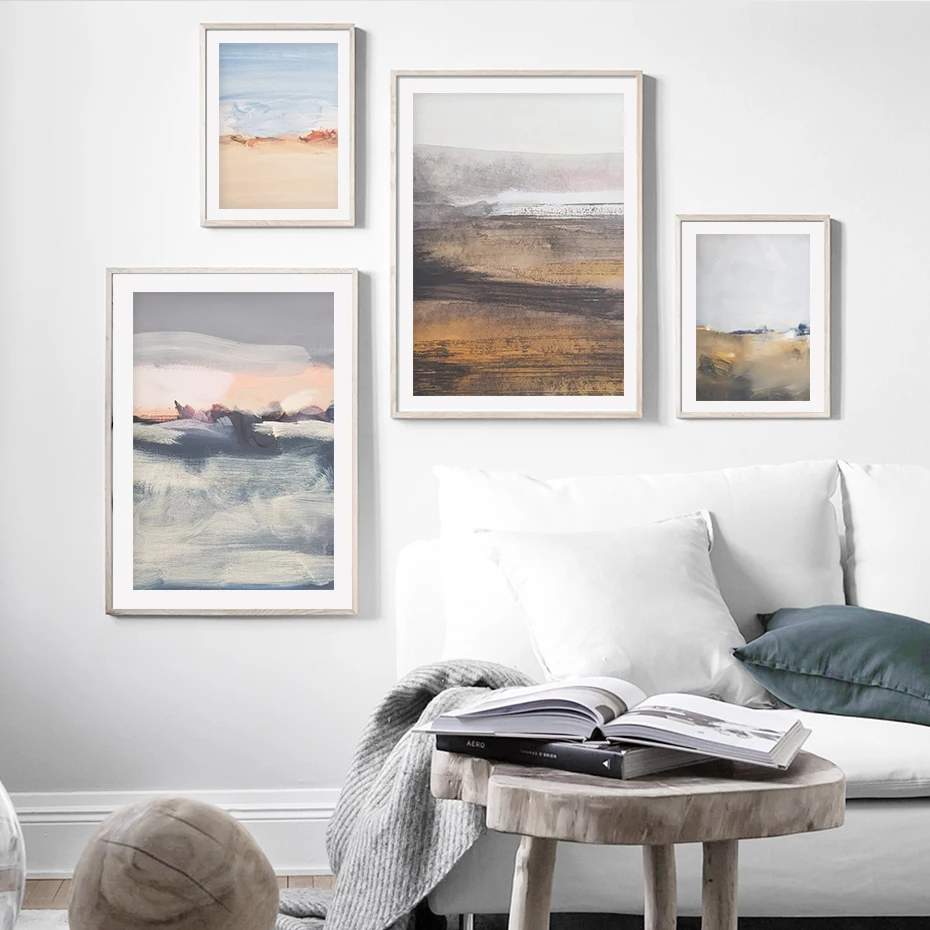 

Modern Abstract Sea Scene Canvas Paintings Nordic Poster and Handmade painting for Living Room Home Decorations