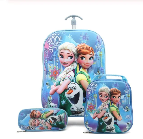 Рюкзак для мальчика на колесиках, сумка на колесиках, 3D Детский Дорожный чемодан-тележка, школьный рюкзак, Детские Сумки на колесиках - Цвет: Trolley school bag