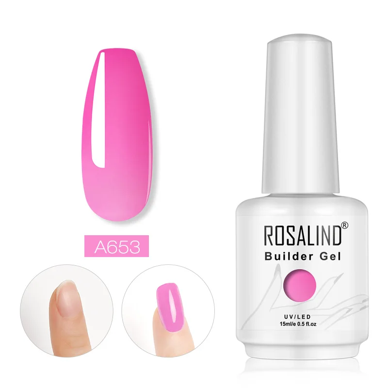 15ml A653 ROSALIND наращивание ногтей все для маникюра полигель-лак нужно вылечить УФ светодиодный светильник для дизайна ногтей полупостоянная строящая основа для ногтей - Цвет: 15ml A653