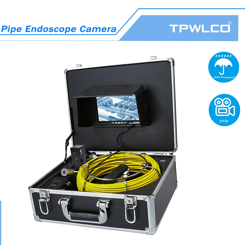 

7inch LCD 20m Cable 23mm Pipe Inspection Video Camera Free 8GB SD Card With DVR Sewer Drain Pipeline Industrial Endoscope System