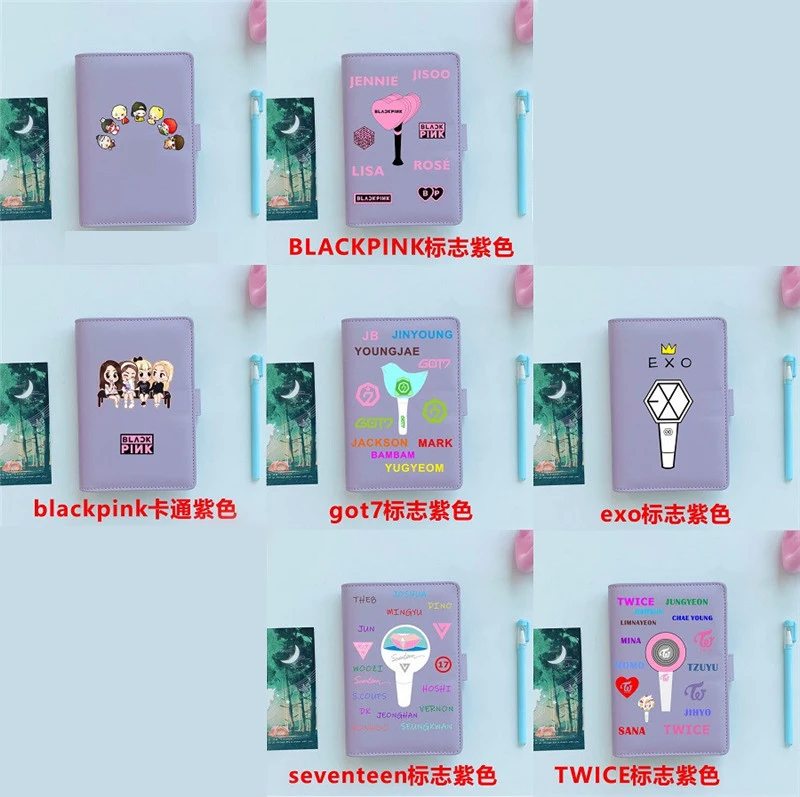 EXO Purple Kpop BLACKPINK EXO TWICE SEVENTEEN GOT7 розовый блокнот DIY Pocketbook блокноты школьные принадлежности - Цвет: EXO Purple