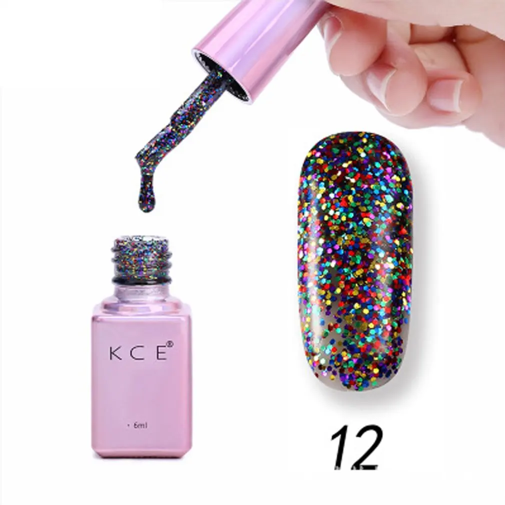 

6ML Beautiful Paillette Type Nail Polish Quick Drying Nail Gel Non-Toxic Compact Nail Gel Nail Varnish DIY Nail Art Gel