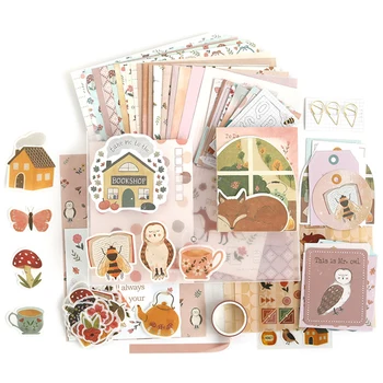 

118 Pcs Sticker Memo Tape Cards Material Package Ins Style Journal DIY Decoration Basic Set Material Creative Spree Stationery