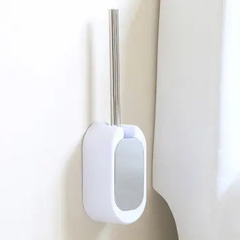 

Modern Wall Mount Storage Box Long Handle Set Home Bathroom Toilet Brush Cleaning Punch Free