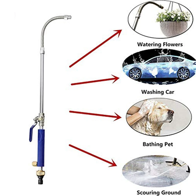 Jet Power Washer 39 Inch Extendable Flexible Deep High Pressure Car Washing Wand Garden Water Hose Sprayer Nozzle Tips Attachmen