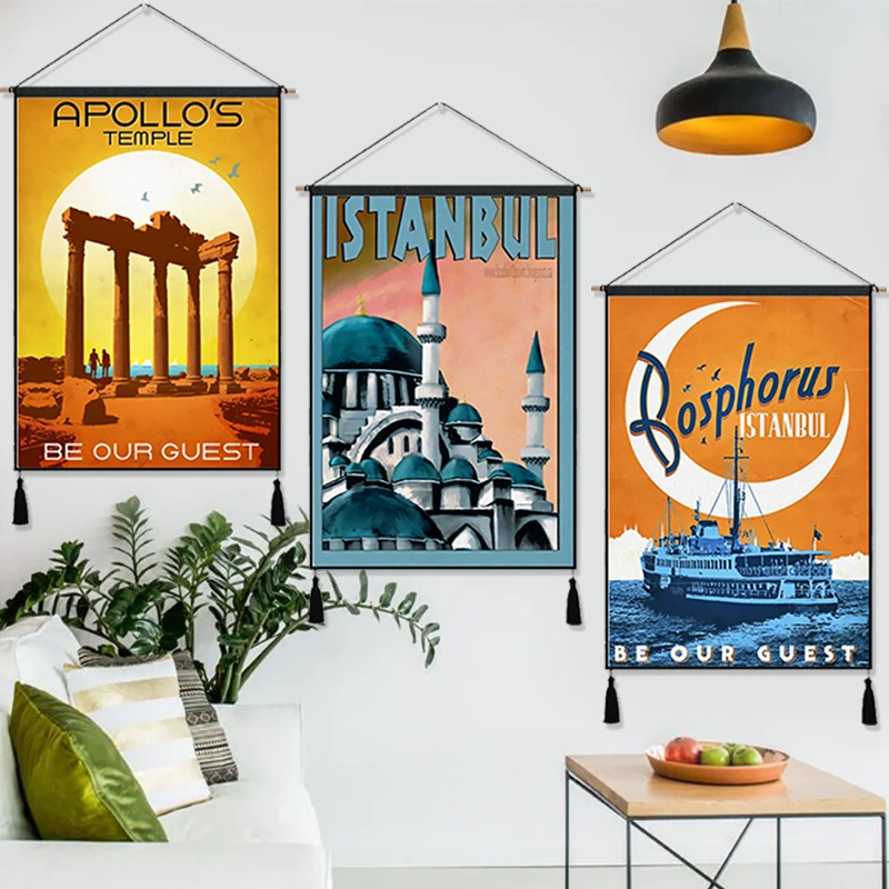 Турция, Турция, винтажная подвесная ткань, хлопковая линия, картина, плакат, домашний декор, настенный гобелен, подарок