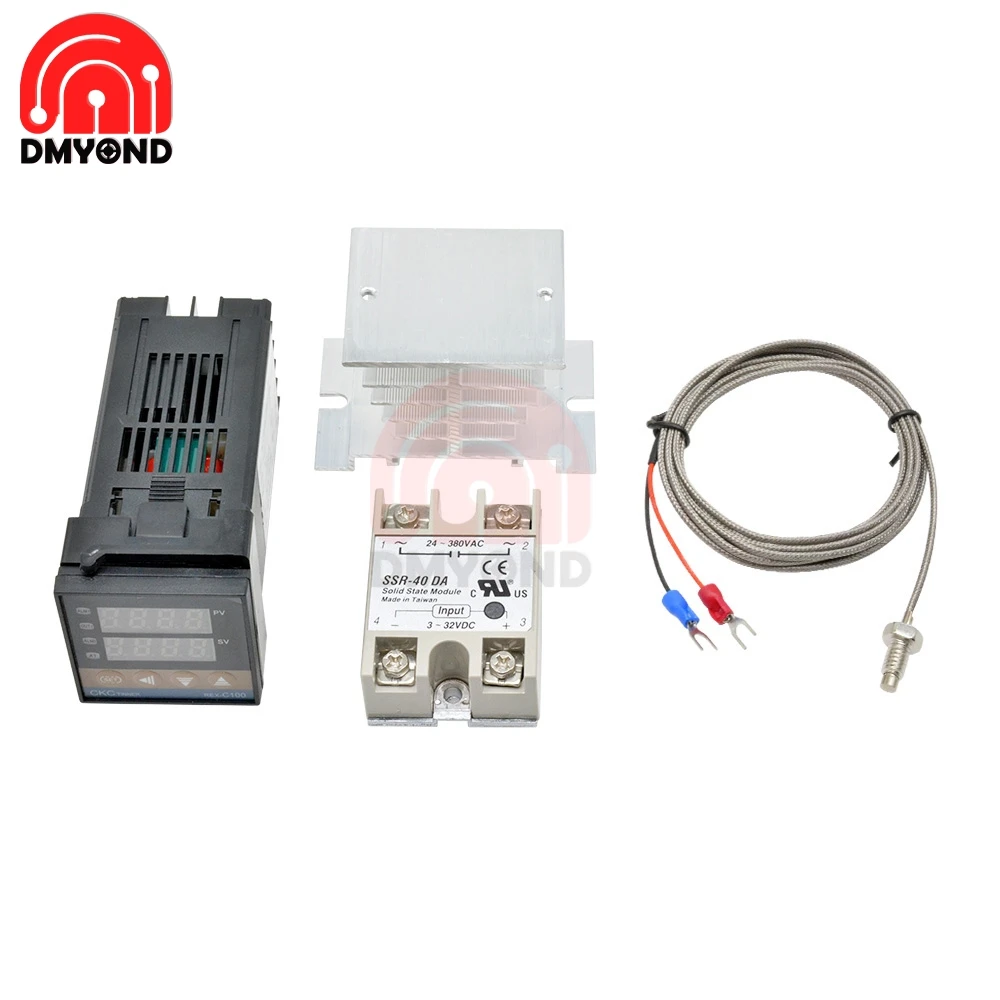 Temperature Controller REX-C100 Digital PID Thermostat + 40DA SSR Relay + K Type Thermocouple 1M 2M Probe RKC Sensor digital temperature controller digital thermostat