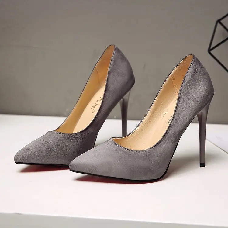 

Fashion Office Lady Basic Pumps for Women Office Career Pointed Toe PU Ladies Pumps Slip-On Super High Thin Heels Single Shoes