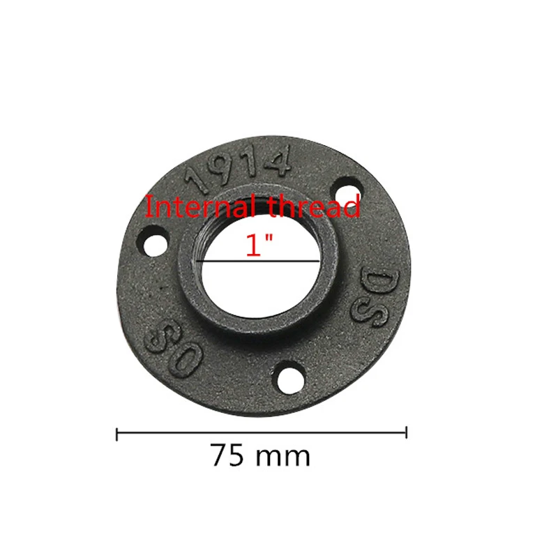 1 inch Садовый 1/" 3/4" " Декоративный фланец ковкого железа пол/стены фланец чугунные трубы фитинги три болта отверстия BSP резьба 1 шт - Цвет: 1 inch