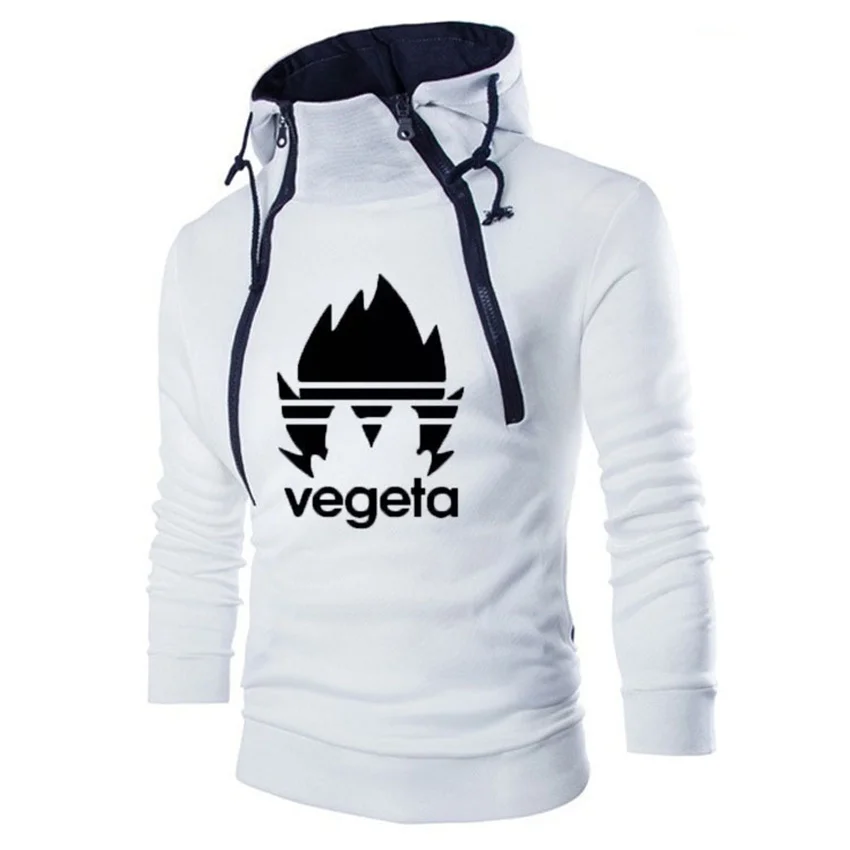 

2020 Casual Placket Double Zipper Cardigan Hit Color Men's Fashion Japanese Anime Dragon Ball Sports Printed Letters Hoodie