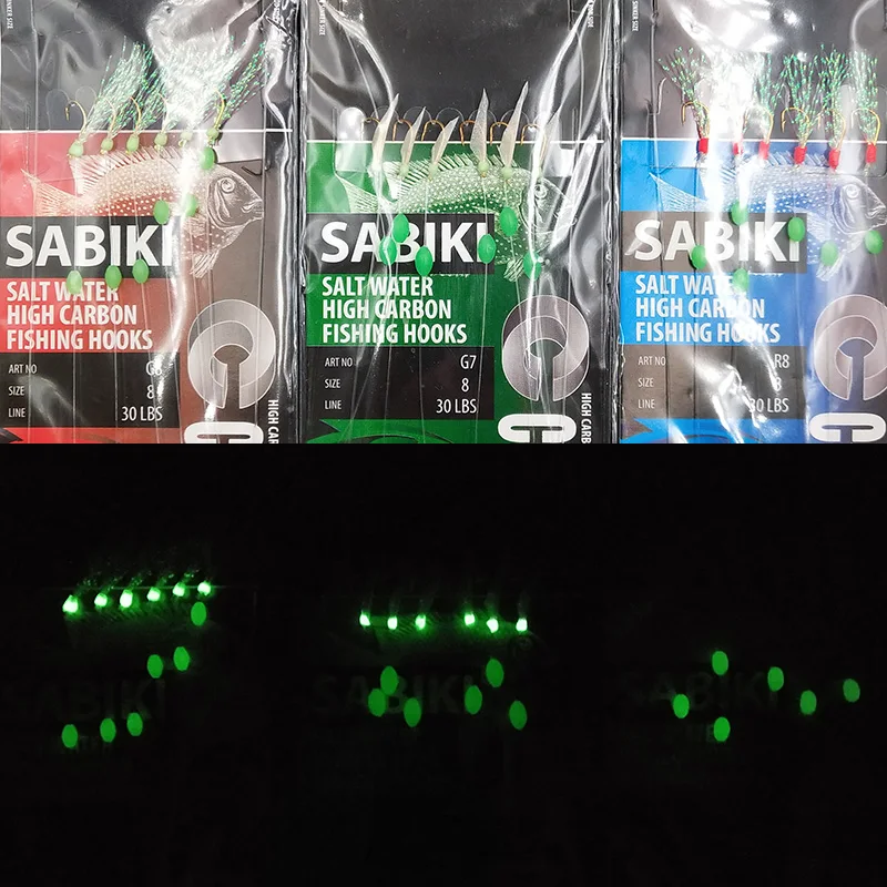 Lunker Sabiki lure flasher rig hook soft bait luminous eel glow dark mackerel fishing snapper mulloway flathead mullet shark 6