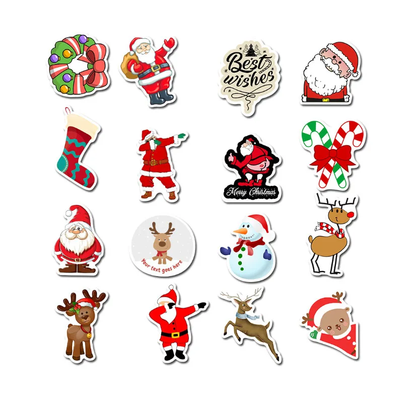 

50Pcs Merry Christmas Santa Claus Deer Decorative Stickers for Luggage Laptop Cool Decals Gift Scrapbooking Stationery Sticker