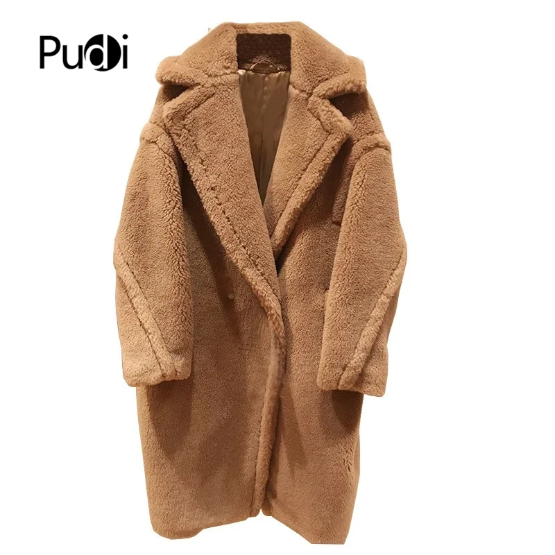 Meilleur PUDI 2019 nouvelles femmes mode réel mouton fourrure sur manteau fille loisirs solide teddy couleur veste pardessus ct817