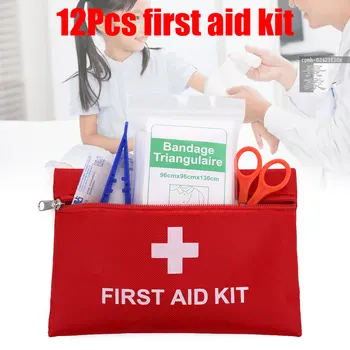 

12pcs/pack Safe Camping Hiking Car First Aid Kit Medical Emergency Kit Treatment Pack Outdoor Wilderness Survival