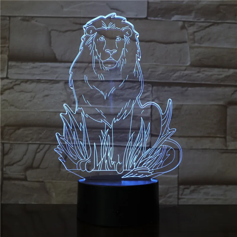 3D светодиодный ночсветильник в виде льва Симбы короля Usb 7 цветов черный цвет