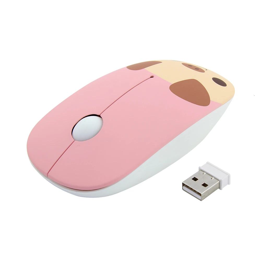 Розовый CHYI 2,4G Милая мультяшная беспроводная мышь USB оптическая компьютерная офисная маленькая мышка 1600 dpi 3 кнопки розовая мышь для ноутбука для девочек - Цвет: Розовый