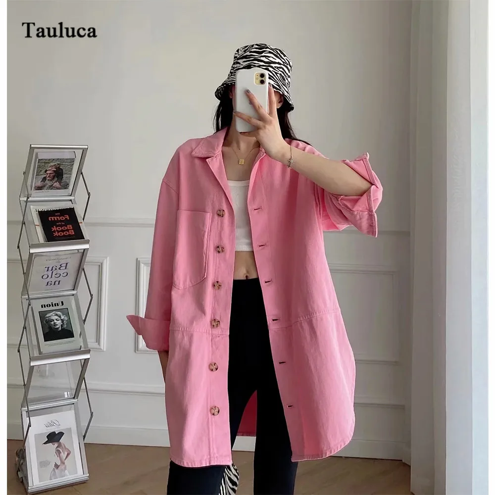 

Fashion Women Long Jackets Solid Single Breasted Pocket England style Feminino Femme Motorcycle jacket pink outwear coat