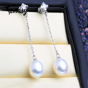 

FENASY Freshwater Drop Pearl Earring AliExpress 925 sterling silver Long Earrings Pearls Jewelry Classic charm earrings